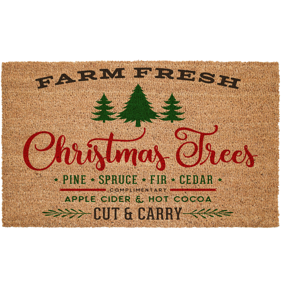 Farm Fresh Christmas Trees For Sale Coir Doormat