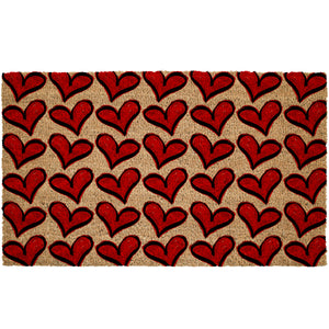 Red Hearts Valentines Coir Doormat
