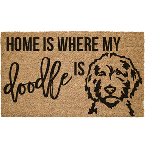 Home Is Where My Doodle Is W/ Picture Coir Doormat