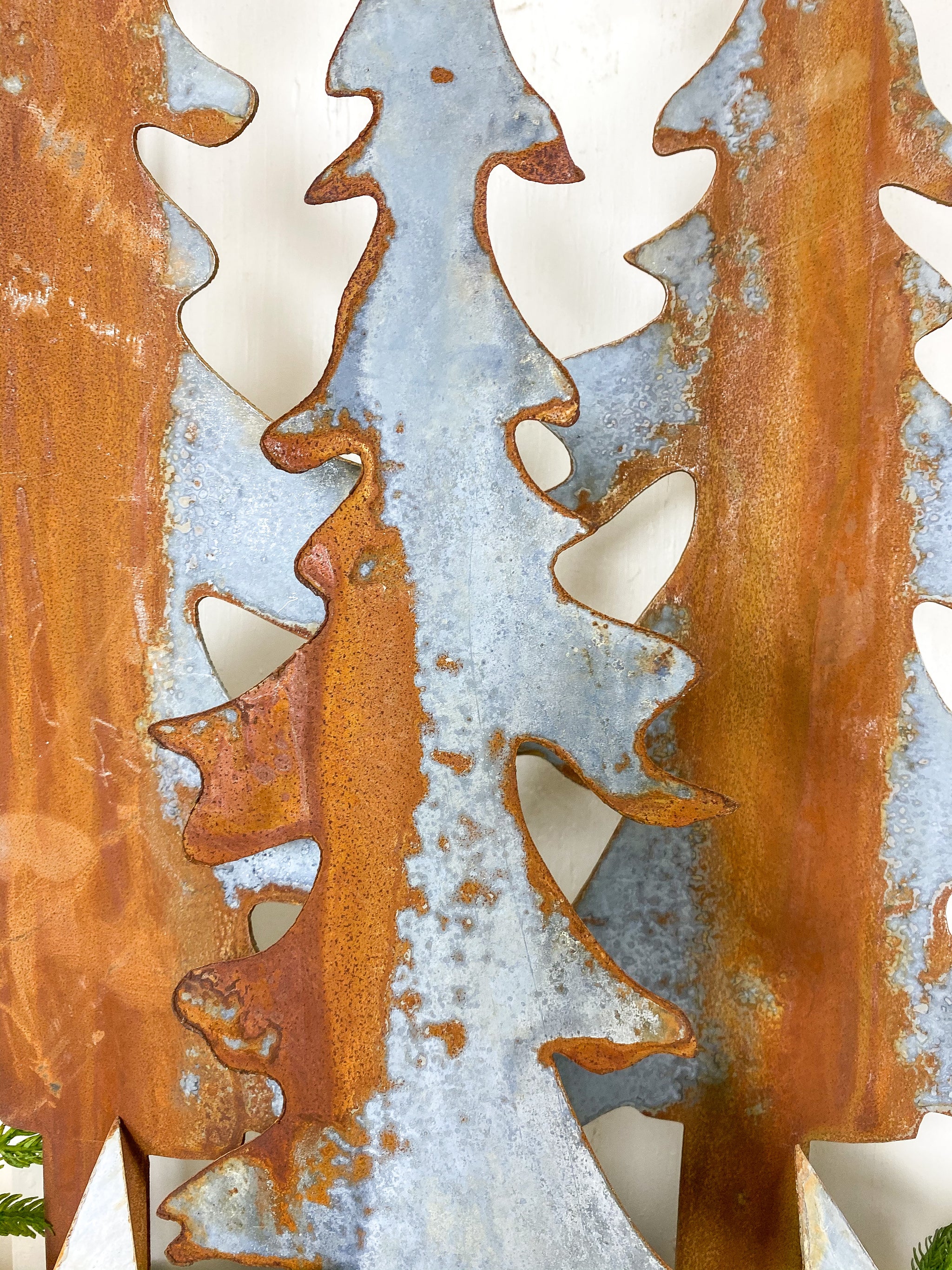 Rusty Metal Table Top Tree with Base, 3 Sizes