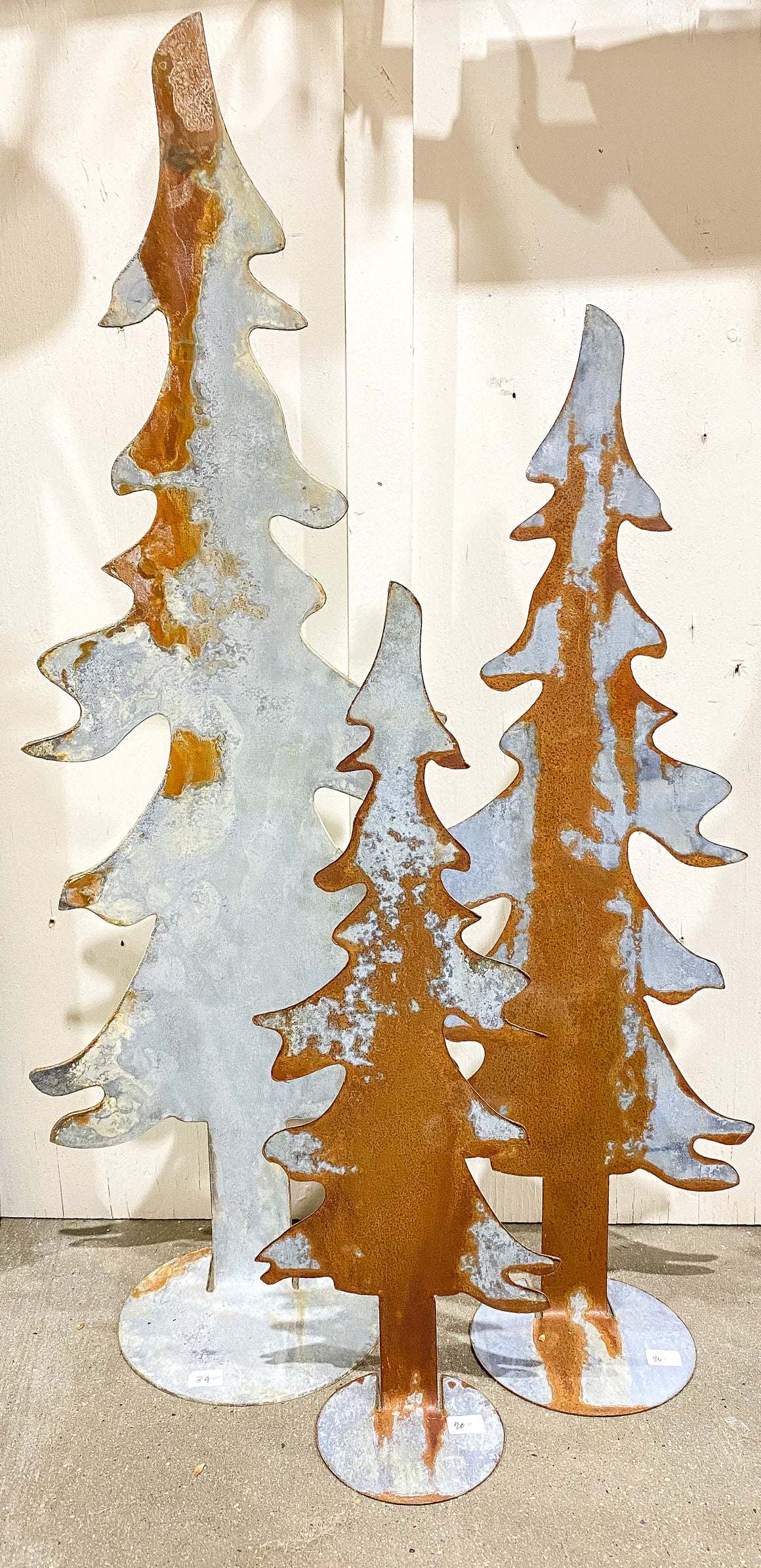 Rusty Metal Table Top Tree with Base, 3 Sizes